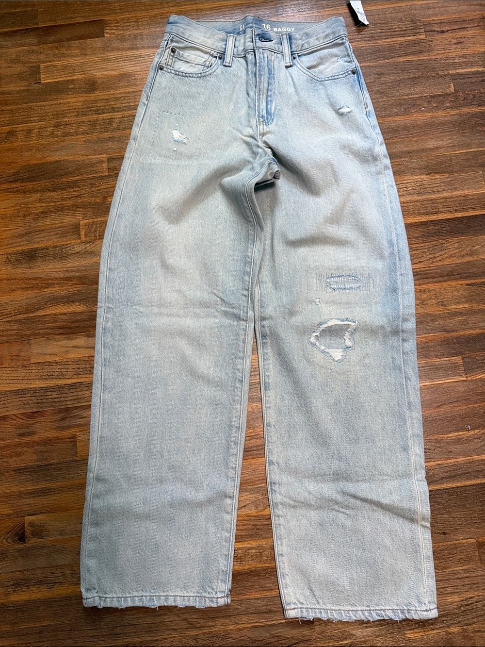 Gap Boys Baggy Light Blue Distressed boys Jeans 16 slim Baggy NWT